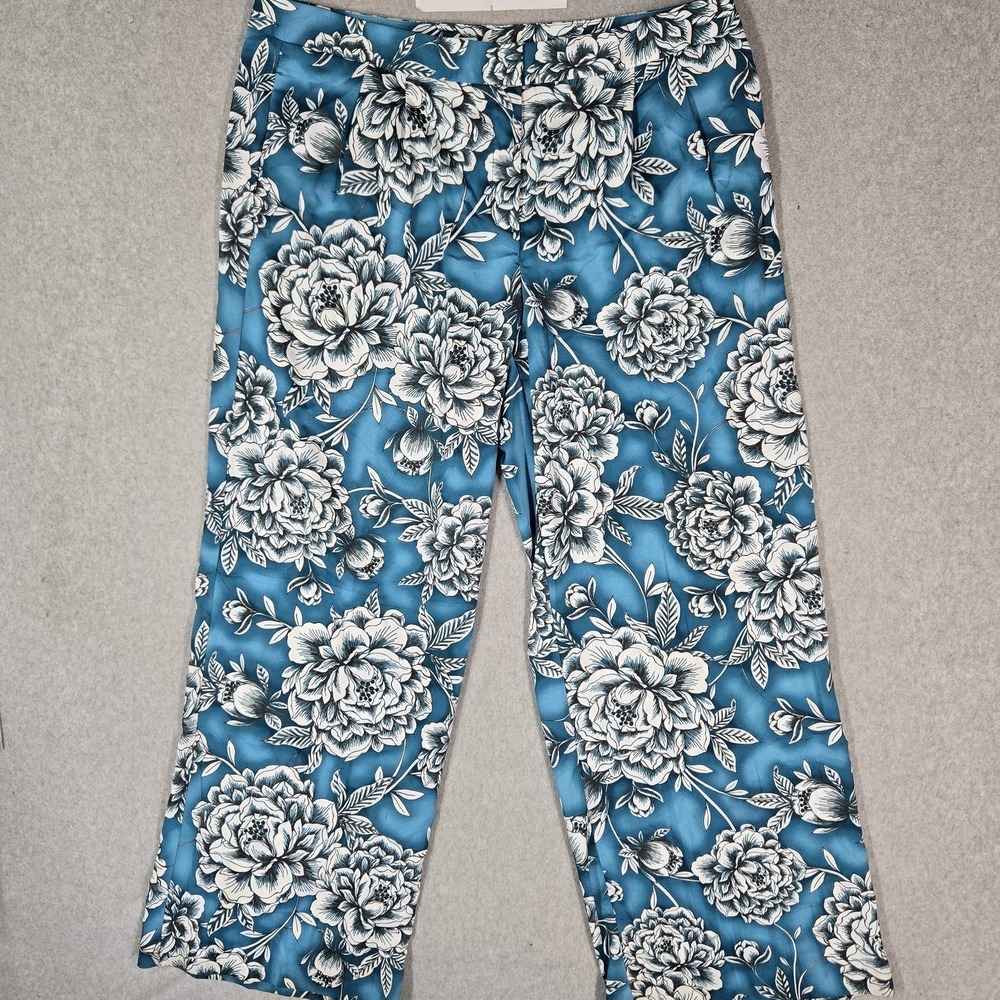 Worthington Women Pants 16 Blue Floral Chino